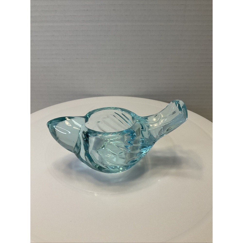 Art Glass Blown Blue Bird Votive/candle Holder Turquoise Spring Summer Decor